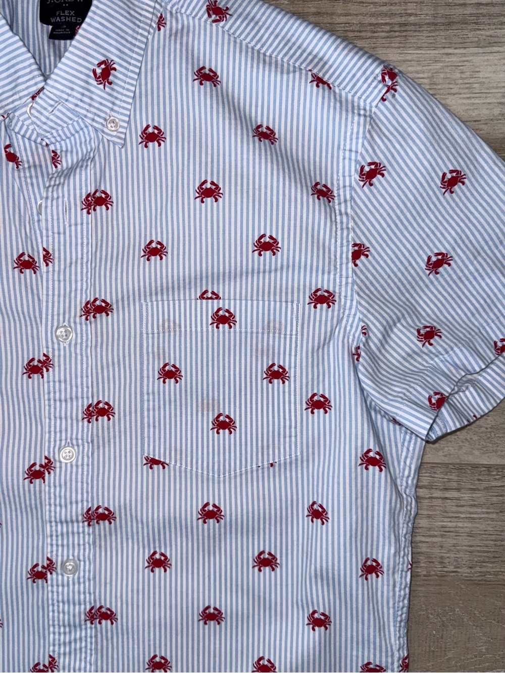 J.Crew Flex Washed Slim Fit Crab Print Button Down Shirt Coastal Nautical - Picture 4 of 10